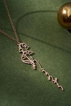 Floral Name Necklace, Personalized Birth Flower Name Necklace, Christmas Gifts - Gift For Mother Birthday Gift, Personalized Jewelry -Jewellery Paradise il fullxfull.3525372754 tfp8