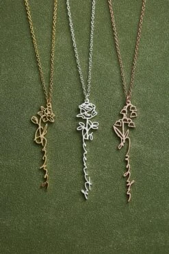 Floral Name Necklace, Personalized Birth Flower Name Necklace, Christmas Gifts - Gift For Mother Birthday Gift, Personalized Jewelry -Jewellery Paradise il fullxfull.3525395382 qt6d