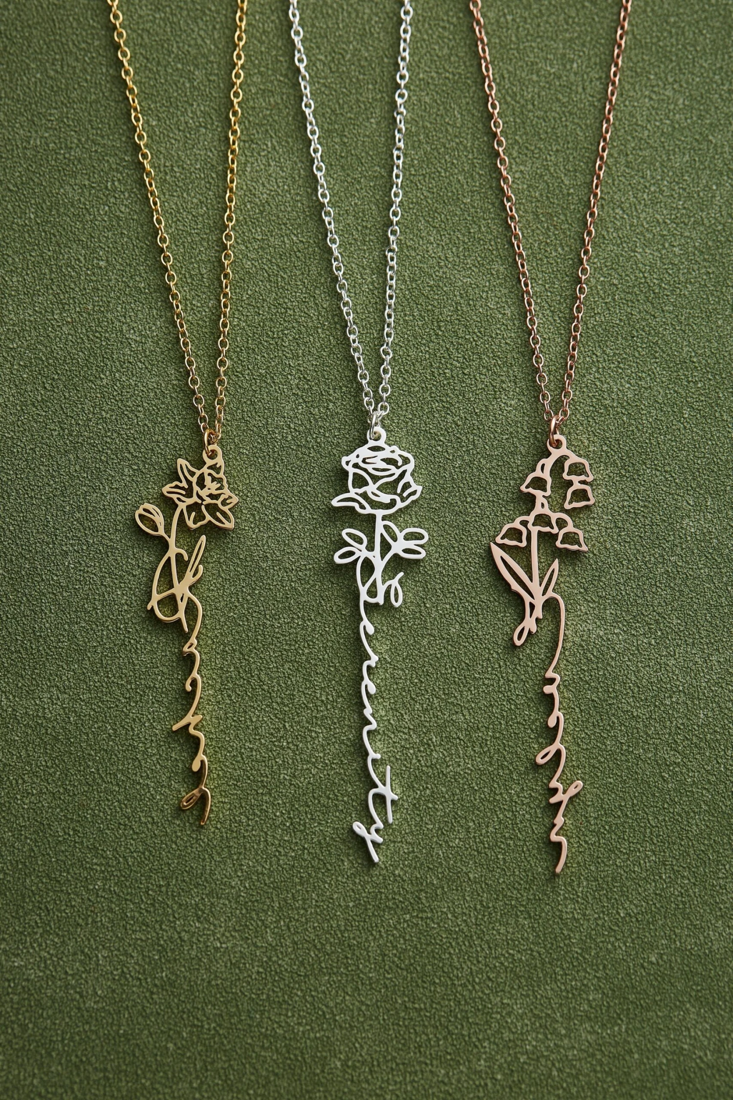 Floral Name Necklace, Personalized Birth Flower Name Necklace, Christmas Gifts - Gift For Mother Birthday Gift, Personalized Jewelry 7 Floral Name Necklace, Personalized Birth Flower Name Necklace, Christmas Gifts - Gift For Mother Birthday Gift, Personalized Jewelry - Image 5