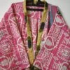 Indian Cotton Handmade Kantha Short Kimono Jacket , Lightweight Women Short Coat, Unisex Wear Jacket, Women Robe Christmas Gift For Her/ Him