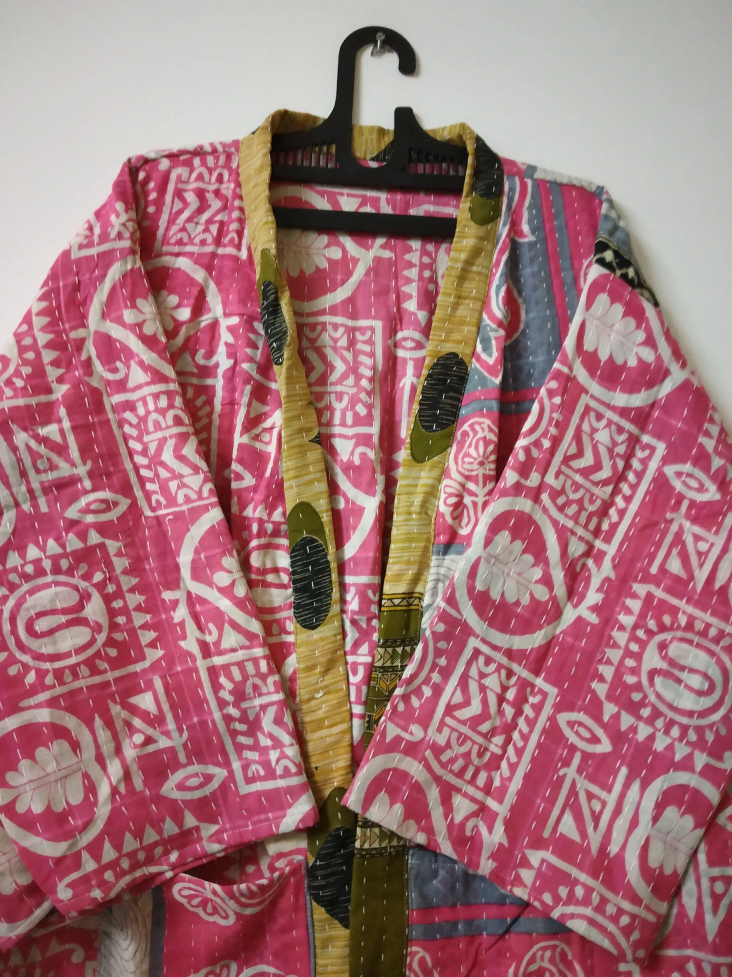 Indian Cotton Handmade Kantha Short Kimono Jacket , Lightweight Women Short Coat, Unisex Wear Jacket, Women Robe Christmas Gift For Her/ Him 3 Indian Cotton Handmade Kantha Short Kimono Jacket , Lightweight Women Short Coat, Unisex Wear Jacket, Women Robe Christmas Gift For Her/ Him