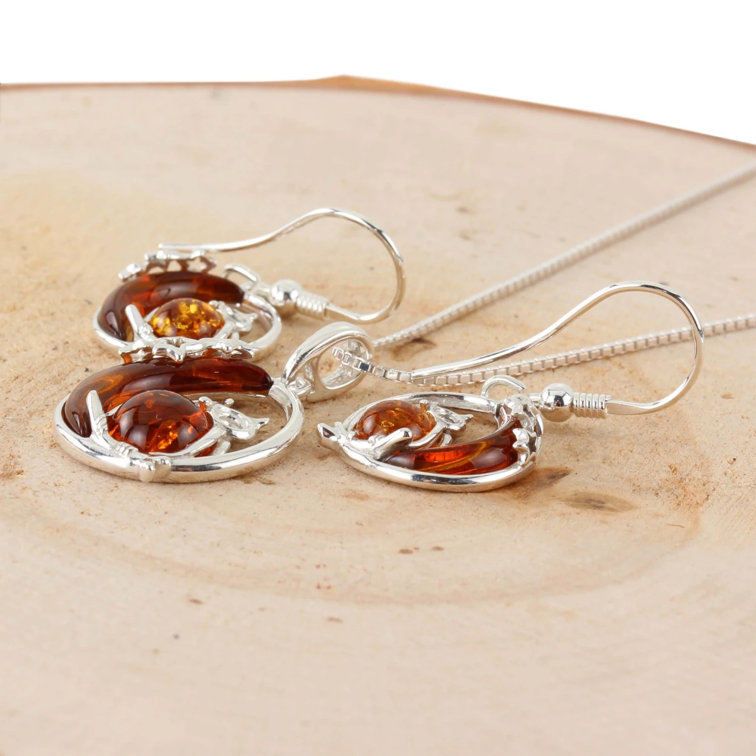 Amber Owl Pendant And Earrings Gift Set 925 Sterling Silver Genuine Honey Baltic Amber Animals Necklace And Drop Earrings Christmas Gift Set 4 Amber Owl Pendant And Earrings Gift Set 925 Sterling Silver Genuine Honey Baltic Amber Animals Necklace And Drop Earrings Christmas Gift Set - Image 2