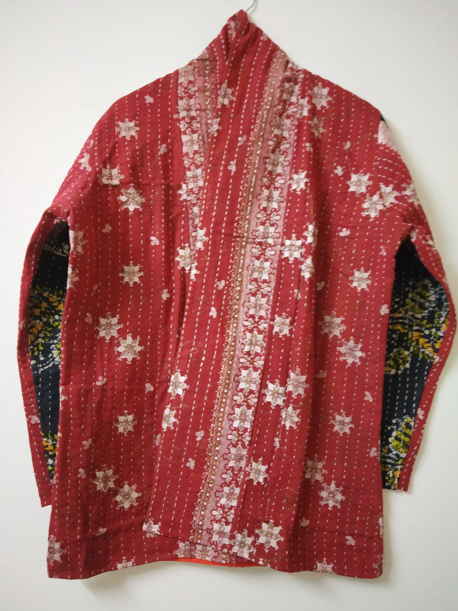 Kantha Winter Jacket,Cotton Kantha Coat, Reversible Antique Jacket, Indian Vintage Winter Jacket, Long Jacket For Christmas Gift For Her 6 Kantha Winter Jacket,Cotton Kantha Coat, Reversible Antique Jacket, Indian Vintage Winter Jacket, Long Jacket For Christmas Gift For Her - Image 4
