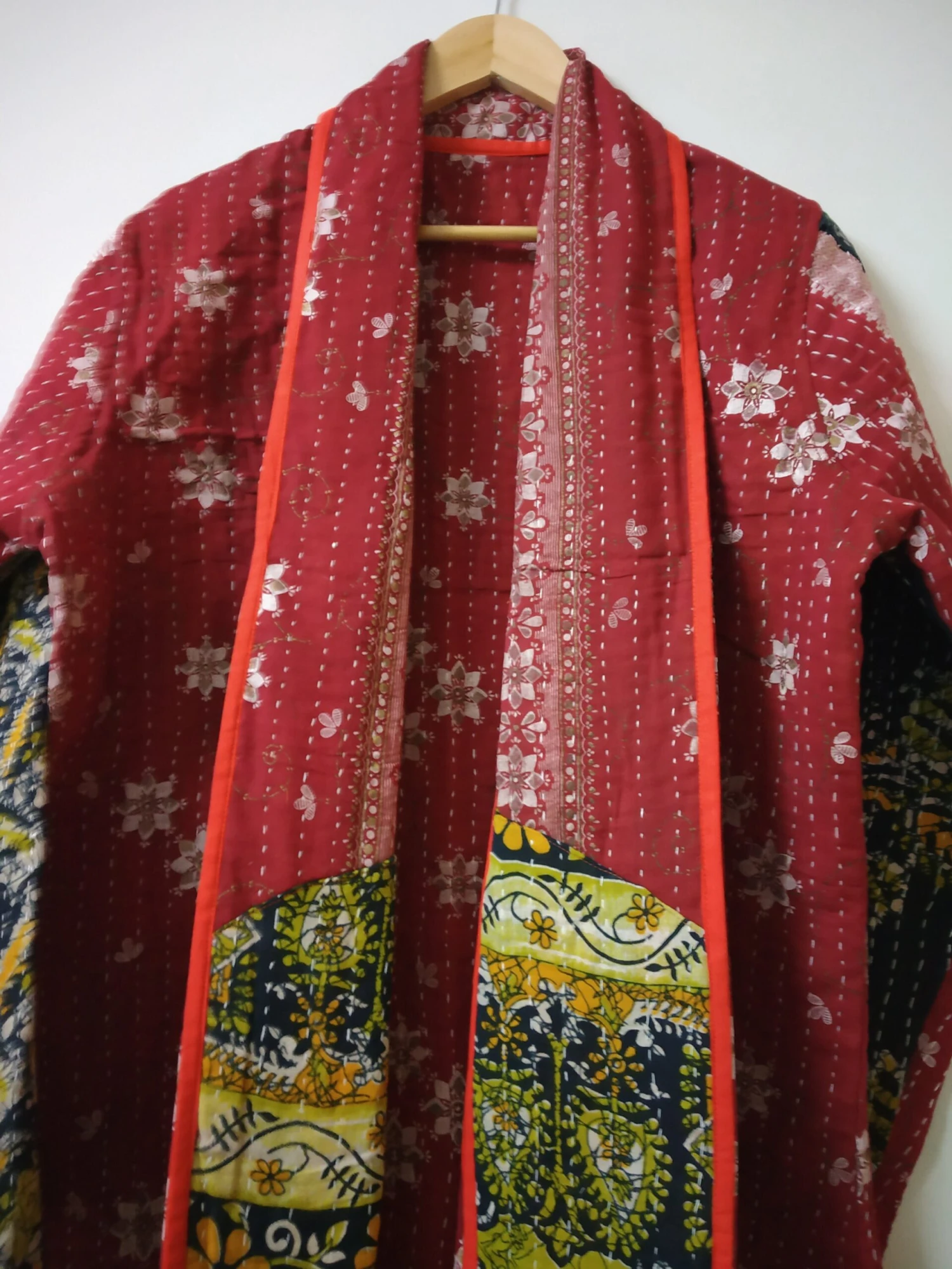 Kantha Winter Jacket,Cotton Kantha Coat, Reversible Antique Jacket, Indian Vintage Winter Jacket, Long Jacket For Christmas Gift For Her 7 Kantha Winter Jacket,Cotton Kantha Coat, Reversible Antique Jacket, Indian Vintage Winter Jacket, Long Jacket For Christmas Gift For Her - Image 5