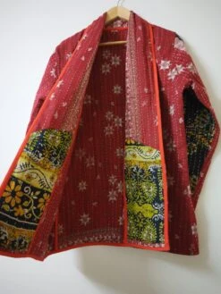 Kantha Winter Jacket,Cotton Kantha Coat, Reversible Antique Jacket, Indian Vintage Winter Jacket, Long Jacket For Christmas Gift For Her