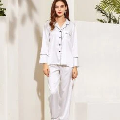 Navy Satin Pyjamas, Bridesmaid Pyjamas, Personalised Pjs, Bridal Pyjamas, Birthday Pyjamas, Bride Pyjamas, Bridal Robes, Christmas Gift -Jewellery Paradise il fullxfull.3544519152 94ri 2