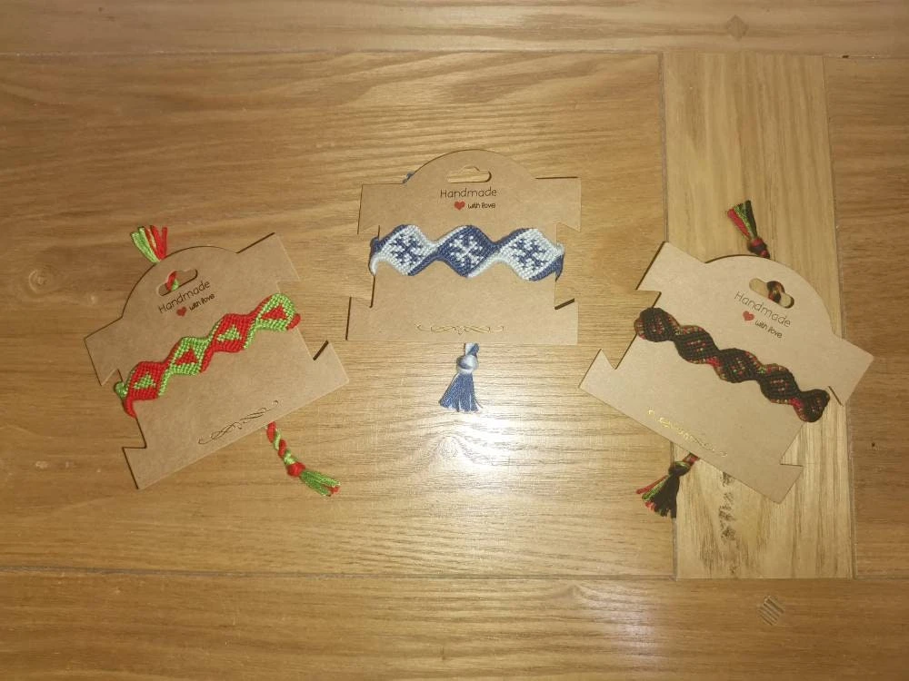 Handmade Woven Christmas Friendship Bracelet, Christmas Stocking Gift, Christmas Pattern Bracelet, Christmas Shaped Bracelet 4 Handmade Woven Christmas Friendship Bracelet, Christmas Stocking Gift, Christmas Pattern Bracelet, Christmas Shaped Bracelet - Image 2