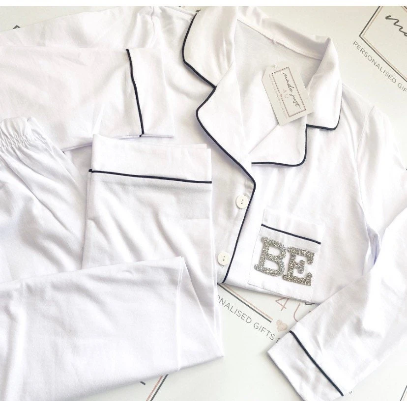 Adults Rhinestone Initials Pjs, Initials Pjs, Matching Pjs , Christmas Pjs, Besties Pjs, Sparkly Initials, Red Pjs, Pink Pjs, Initials 4 Adults Rhinestone Initials Pjs, Initials Pjs, Matching Pjs , Christmas Pjs, Besties Pjs, Sparkly Initials, Red Pjs, Pink Pjs, Initials - Image 2