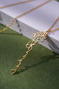 Floral Name Necklace, Personalized Birth Flower Name Necklace, Christmas Gifts - Gift For Mother Birthday Gift, Personalized Jewelry -Jewellery Paradise il fullxfull.3573024045 72sh