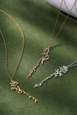 Floral Name Necklace, Personalized Birth Flower Name Necklace, Christmas Gifts - Gift For Mother Birthday Gift, Personalized Jewelry -Jewellery Paradise il fullxfull.3573026753 sg11