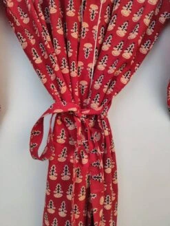 Christmas Leaf Motif Flora Boota Print In Red Cotton Kimono Dress, Bridal Robe, Getting Ready Robe, Wedding Robe Gown Bridesmaids Gift -Jewellery Paradise il fullxfull.3584176228 a9s5