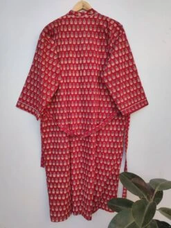 Christmas Leaf Motif Flora Boota Print In Red Cotton Kimono Dress, Bridal Robe, Getting Ready Robe, Wedding Robe Gown Bridesmaids Gift -Jewellery Paradise il fullxfull.3584176334 j7cv