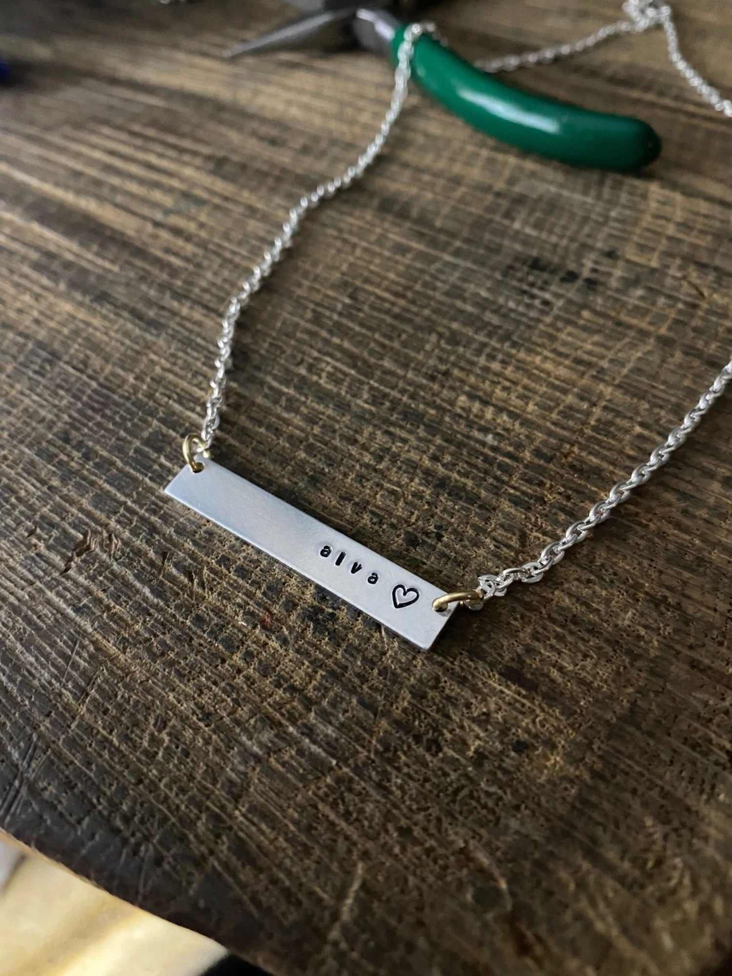 Hand Stamped Personalised Silver Plaque Name Initial Keepsake Necklace Jewellery Lovechilds Name Birthday Christmas Valentines Unique Gift 4 Hand Stamped Personalised Silver Plaque Name Initial Keepsake Necklace Jewellery Lovechilds Name Birthday Christmas Valentines Unique Gift - Image 2