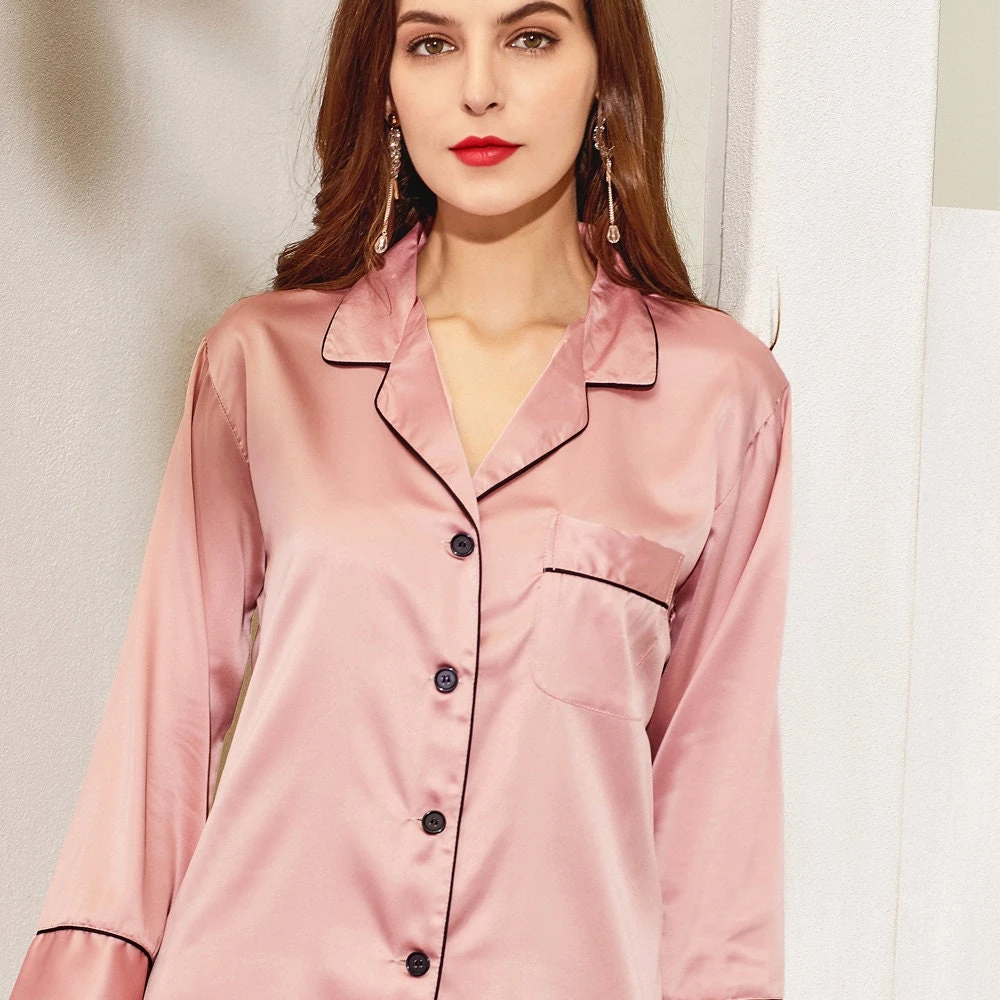 Burnt Orange Satin Pyjamas, Rust Orange Bridesmaid Pyjamas, Personalised Pjs, Bridal Pyjamas, Christmas Gift,Birthday Pyjamas, Bride Pyjamas 7 Burnt Orange Satin Pyjamas, Rust Orange Bridesmaid Pyjamas, Personalised Pjs, Bridal Pyjamas, Christmas Gift,Birthday Pyjamas, Bride Pyjamas - Image 5