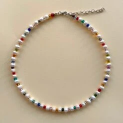 Multicoloured Choker Necklace Handmade Fresh Water Pearl Necklace Necklace Choker Beaded Birthday Christmas Gift Present Rainbow -Jewellery Paradise il fullxfull.3596116136 l8lz
