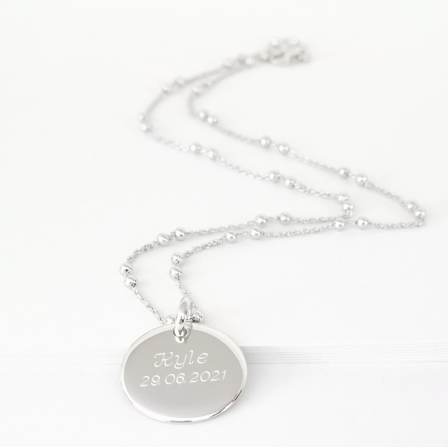 Personalized Necklace Silver 925 Medal 20mm With Engraving Unique Christmas Gift Wedding Anniversary Birth For Woman 3 Personalized Necklace Silver 925 Medal 20mm With Engraving Unique Christmas Gift Wedding Anniversary Birth For Woman