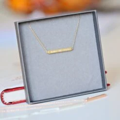 Personalised Horizontal Bar Necklace In Silver Or Gold Engraved In A Modern Font - Gift For Her, Him, Birthday, Anniversary, Christmas -Jewellery Paradise il fullxfull.3667994028 96f2