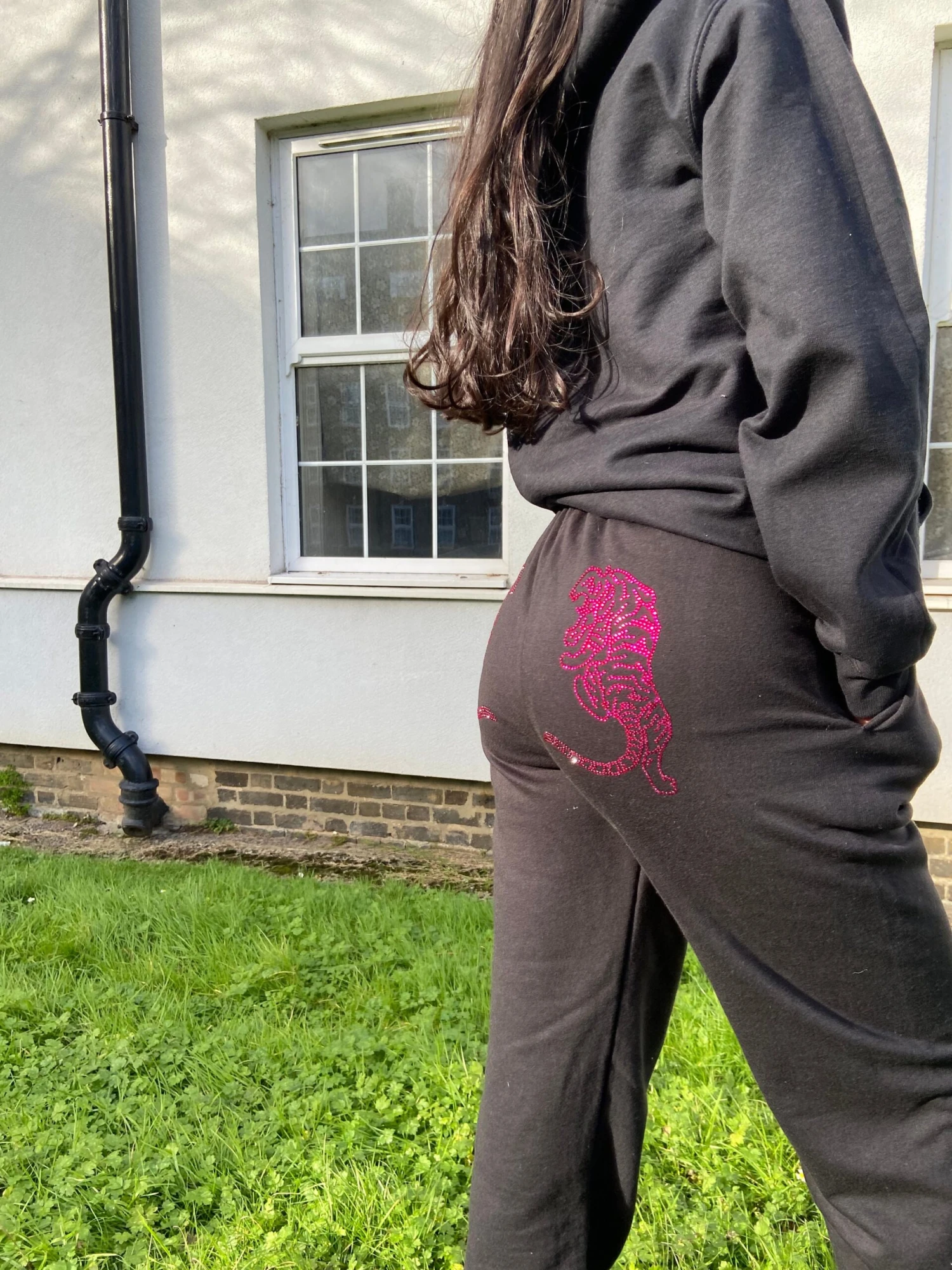 Bespoke Handmade Diamante Rhinestone Joggers Customisable Hoodie Sweatpants Hot Pink Tiger Personalised Holiday Christmas Gift, 00s Clothing 3 Bespoke Handmade Diamante Rhinestone Joggers Customisable Hoodie Sweatpants Hot Pink Tiger Personalised Holiday Christmas Gift, 00s Clothing