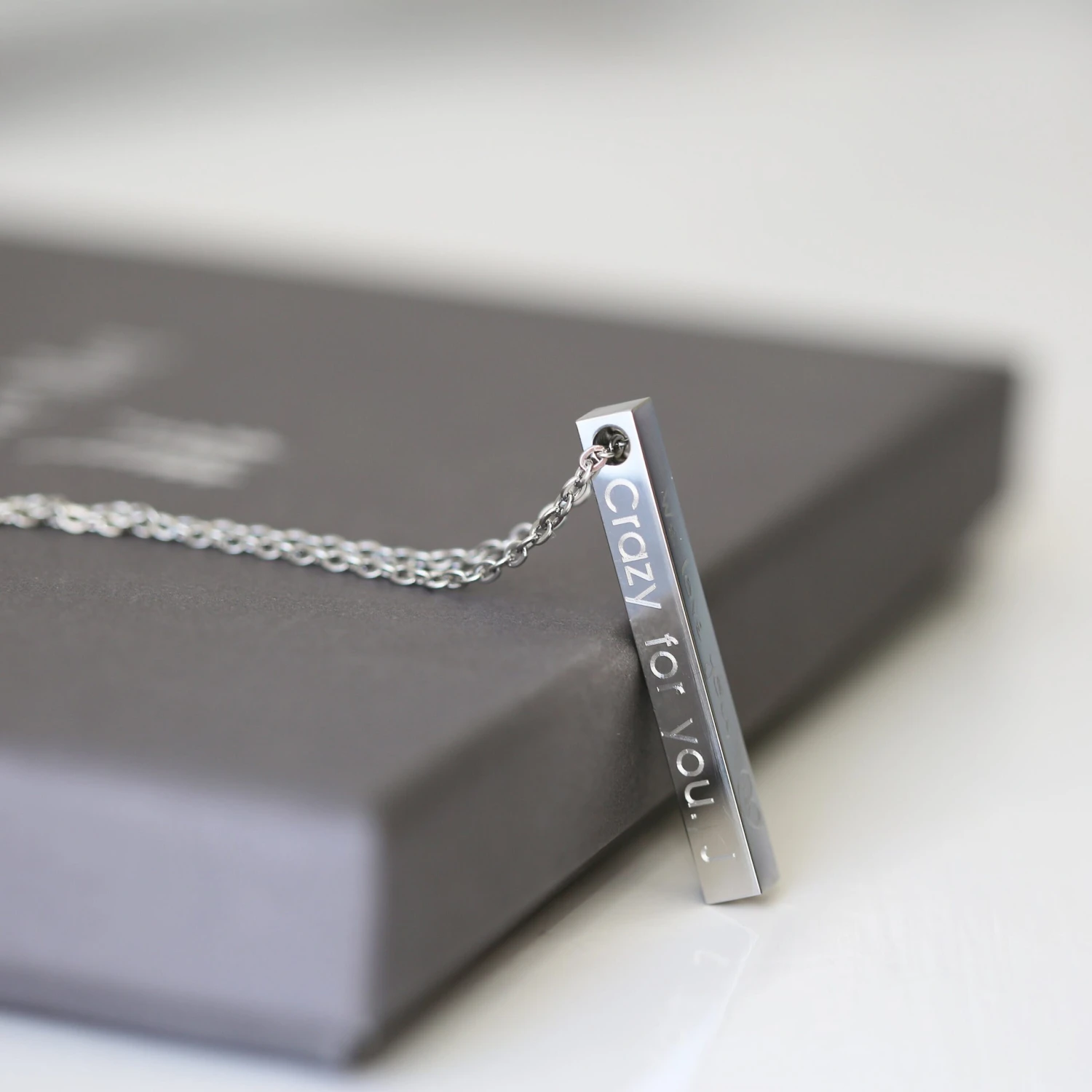 Personalised Bar Necklace In Silver, Gold Or Rose Gold Engraved In A Modern Font - Gift For Her, Him, Birthday, Anniversary, Christmas 7 Personalised Bar Necklace In Silver, Gold Or Rose Gold Engraved In A Modern Font - Gift For Her, Him, Birthday, Anniversary, Christmas - Image 5