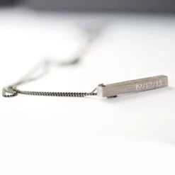 Personalised Men’s Brushed Silver Bar Necklace Engraved In A Modern Font - Gift For Him, Birthday, Wedding, Anniversary, Christmas 9 Personalised Men’s Brushed Silver Bar Necklace Engraved In A Modern Font - Gift For Him, Birthday, Wedding, Anniversary, Christmas -Jewellery Paradise il fullxfull.3716758961 rxq6