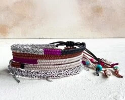 Handwoven Bracelet Set Of Five, Matching Bracelet, Adjustable Bracelet Set For Women, Beach Festival Accessory, Christmas Gift