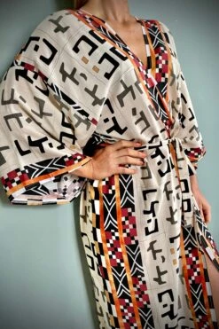 Cotton Kimono Robe, Beach Cover, Dressing Gown, Vintage Style, Women’s Gown, Gifts For Her, Loungewear, Aztec Cream, Christmas Gifts For Her -Jewellery Paradise il fullxfull.3790811726 ddn8