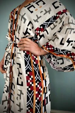 Cotton Kimono Robe, Beach Cover, Dressing Gown, Vintage Style, Women’s Gown, Gifts For Her, Loungewear, Aztec Cream, Christmas Gifts For Her -Jewellery Paradise il fullxfull.3790811834 s7ye