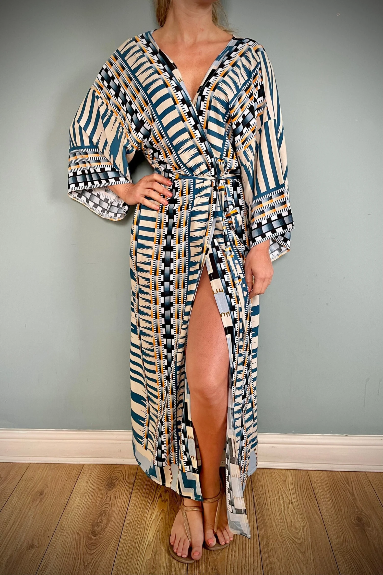 Cotton Kimono Robe, Dressing Gown, Vintage Style, Women’s Gown, Gifts For Her, Loungewear, Aztec Blue, Christmas Gifts For Her 3 Cotton Kimono Robe, Dressing Gown, Vintage Style, Women’s Gown, Gifts For Her, Loungewear, Aztec Blue, Christmas Gifts For Her