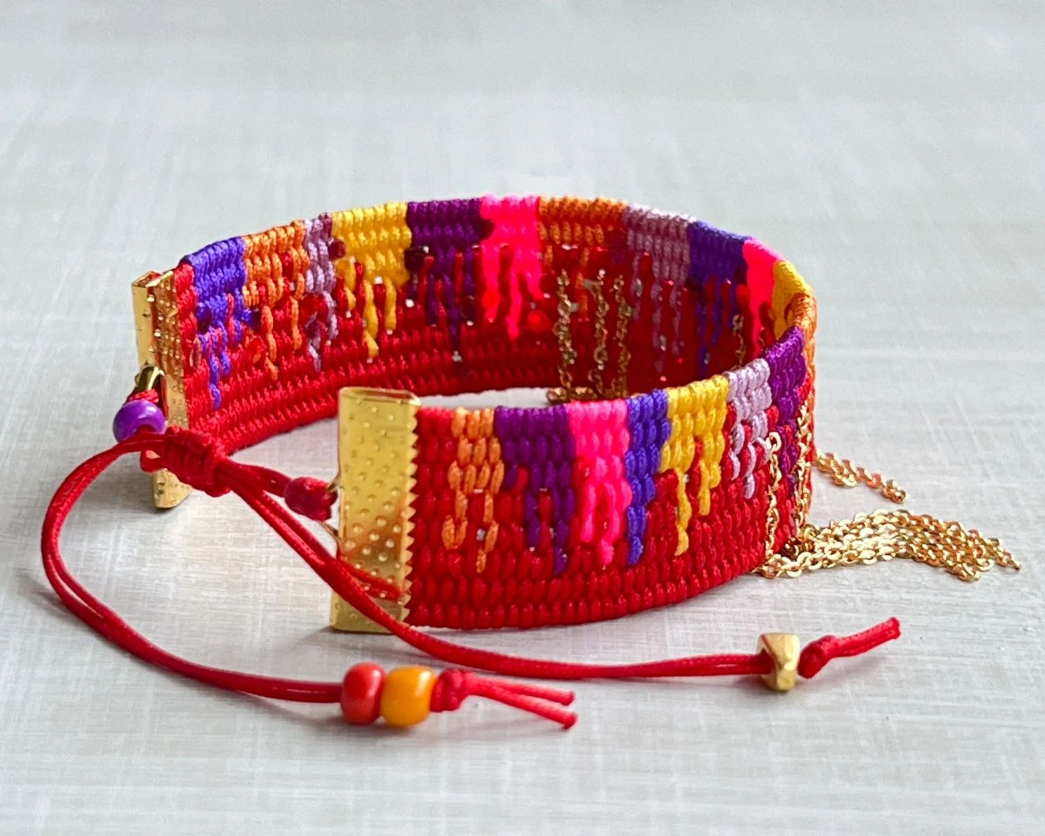 Colourful Drip Bracelet For Women, Stylish Adjustable Bracelet, Handwoven Cuff Bracelet, Friendship Bracelet, Christmas Gift, BFF Gift 6 Colourful Drip Bracelet For Women, Stylish Adjustable Bracelet, Handwoven Cuff Bracelet, Friendship Bracelet, Christmas Gift, BFF Gift - Image 4