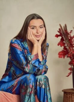 Royal Blue Pyjama Set, Christmas Gifts, Silk Blend Pyjamas, Silk Nightwear, Satin Sleepwear, Gifts For Her, Maru Pyjama Set, Loungewear,