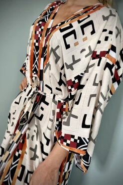 Cotton Kimono Robe, Beach Cover, Dressing Gown, Vintage Style, Women’s Gown, Gifts For Her, Loungewear, Aztec Cream, Christmas Gifts For Her -Jewellery Paradise il fullxfull.3838408835 edf2