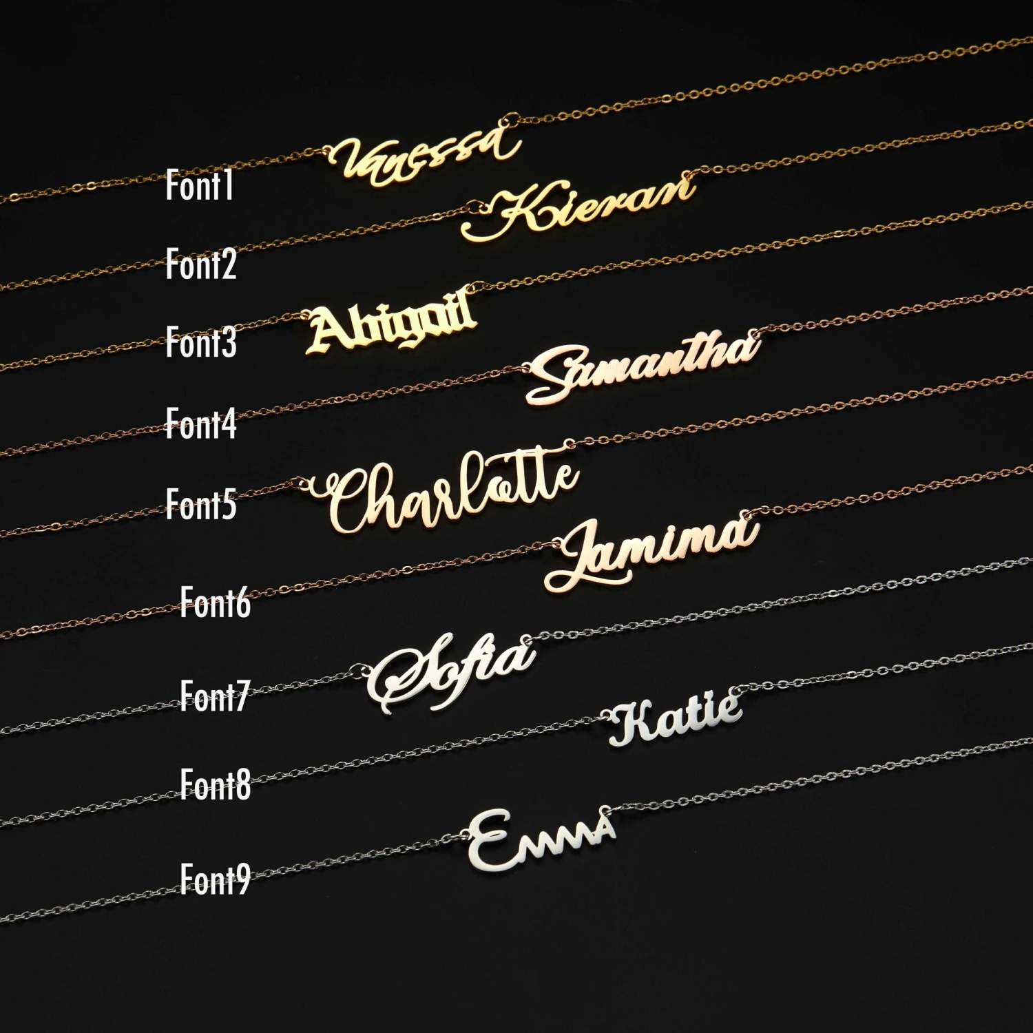 Silver Personalised Name Necklace, Birthday Gifts For Her, Personalized Engraved Jewelry, 18K Gold Plated Necklace, Christmas Gifts For Her 11 Silver Personalised Name Necklace, Birthday Gifts For Her, Personalized Engraved Jewelry, 18K Gold Plated Necklace, Christmas Gifts For Her - Image 9