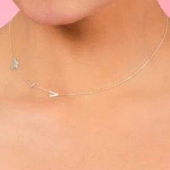 Sideways Necklace Sterling Silver Initial Letter Gold Name Necklace Personalized Dainty Birthstone Jewelry Christmas Gift Sterlingjewelries -Jewellery Paradise il fullxfull.3883109626 gx78