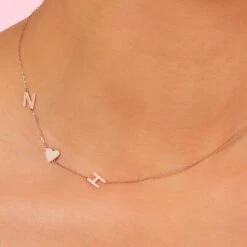 Sideways Necklace Sterling Silver Initial Letter Gold Name Necklace Personalized Dainty Birthstone Jewelry Christmas Gift Sterlingjewelries -Jewellery Paradise il fullxfull.3889105734 pc9s