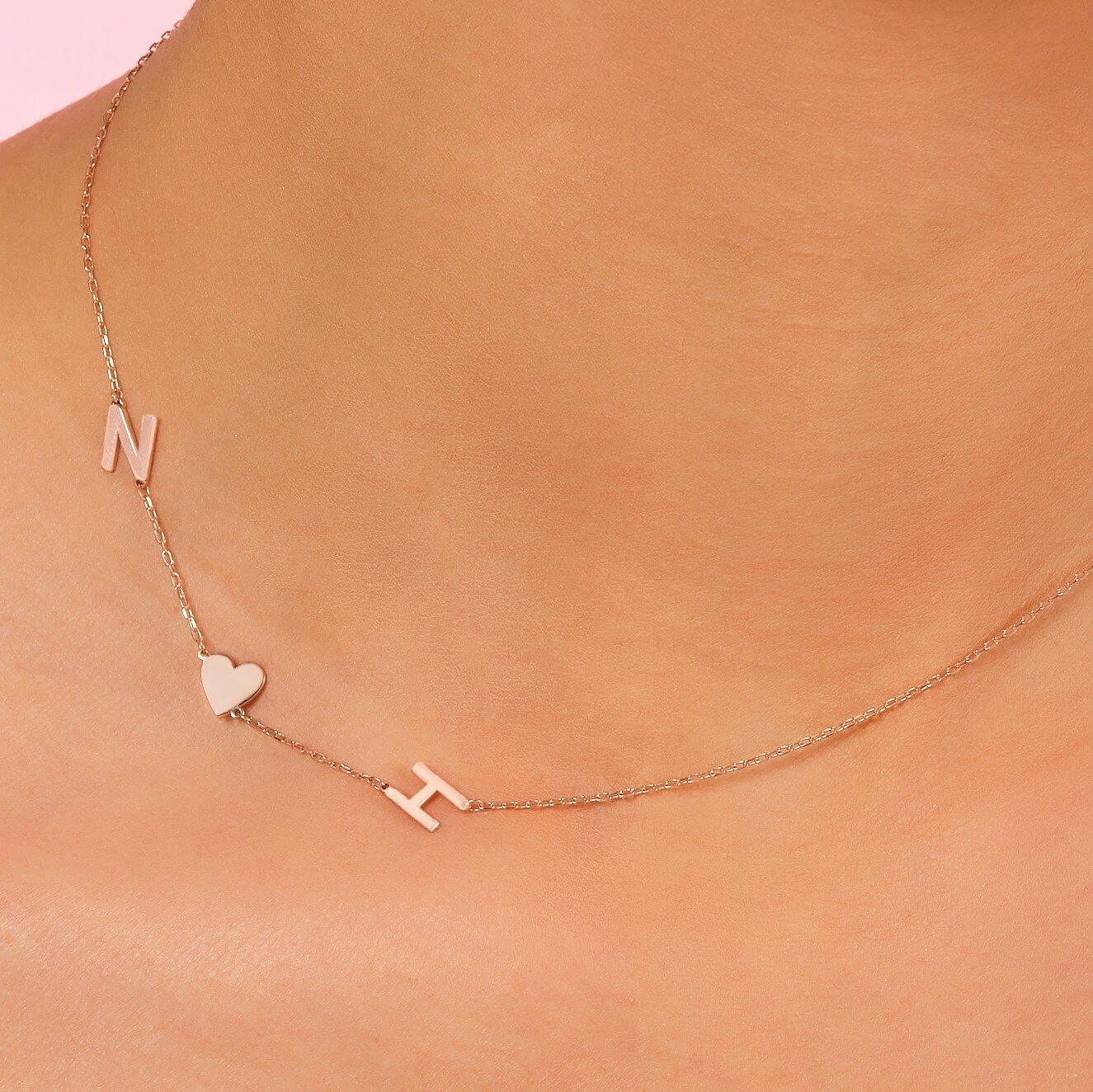 Sideways Letter Asymmetrical Delicate Initial Tiny Letter Necklace, 14k Gold Plated Birthstone Minimalist Dainty Necklace, Christmas Gift 5 Sideways Letter Asymmetrical Delicate Initial Tiny Letter Necklace, 14k Gold Plated Birthstone Minimalist Dainty Necklace, Christmas Gift - Image 3