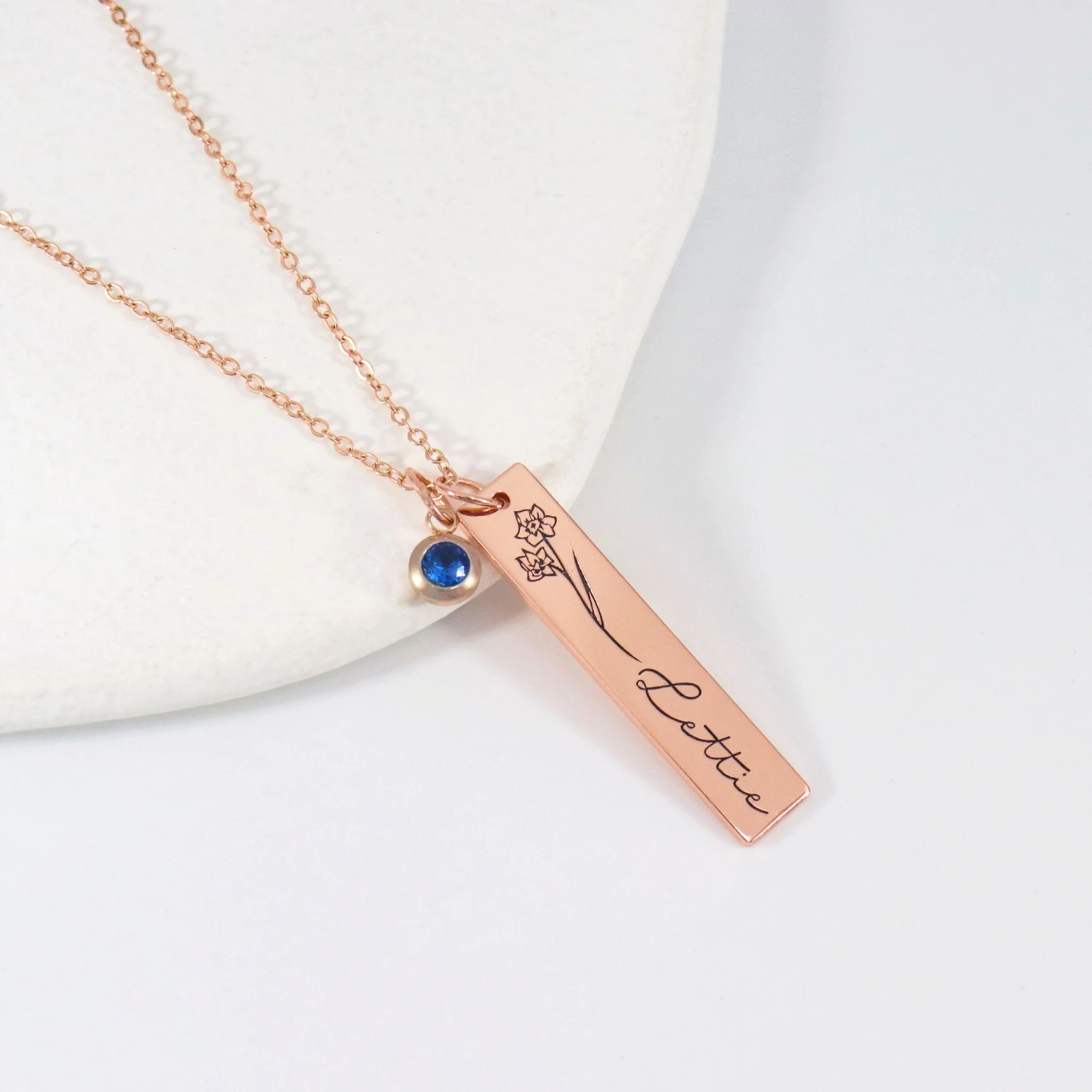 Birthstone Flower Necklace, Personalized Name Necklace With Birthstone, Birthday Gift, Gift For Mom, Personalized Jewelry, Christmas Gift 7 Birthstone Flower Necklace, Personalized Name Necklace With Birthstone, Birthday Gift, Gift For Mom, Personalized Jewelry, Christmas Gift - Image 5