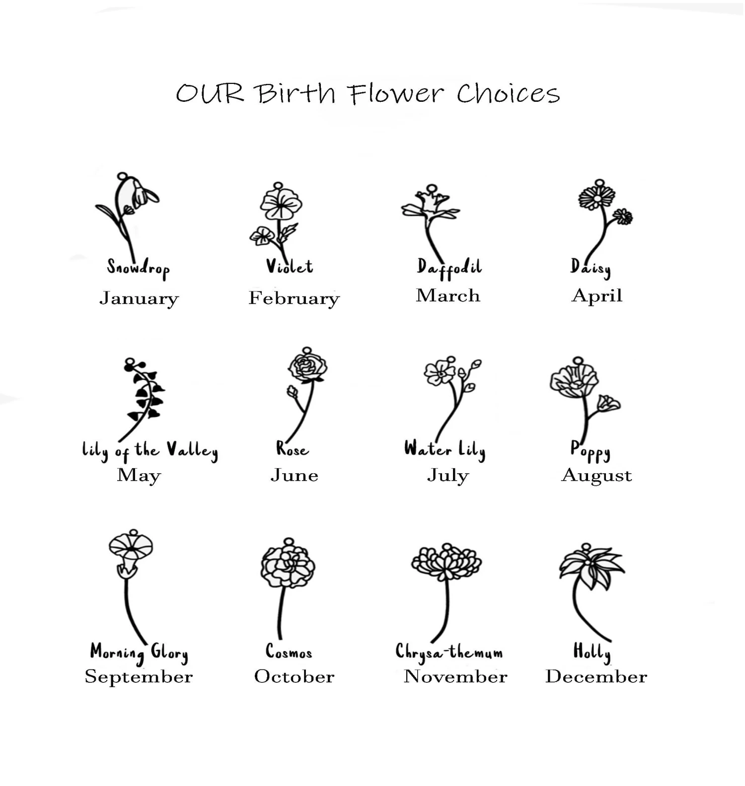 Birthstone Flower Necklace, Personalized Name Necklace With Birthstone, Birthday Gift, Gift For Mom, Personalized Jewelry, Christmas Gift 9 Birthstone Flower Necklace, Personalized Name Necklace With Birthstone, Birthday Gift, Gift For Mom, Personalized Jewelry, Christmas Gift - Image 7