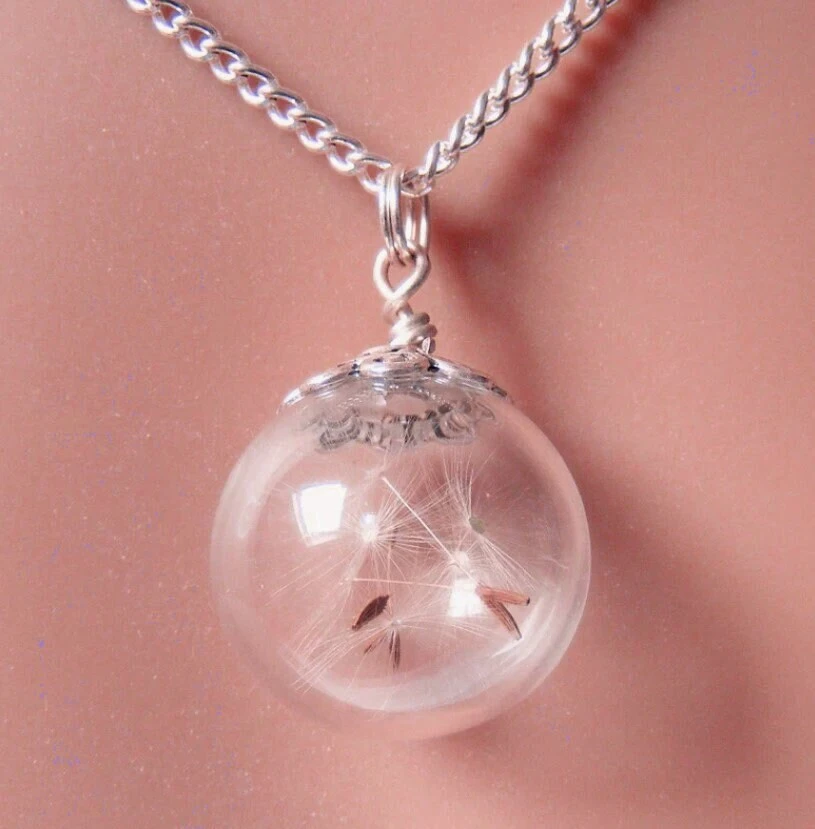 Real Dandelion Necklace, Make A Wish, Blown Glass Bead, Christmas Gift, Inspirational Jewellery 6 Real Dandelion Necklace, Make A Wish, Blown Glass Bead, Christmas Gift, Inspirational Jewellery - Image 4