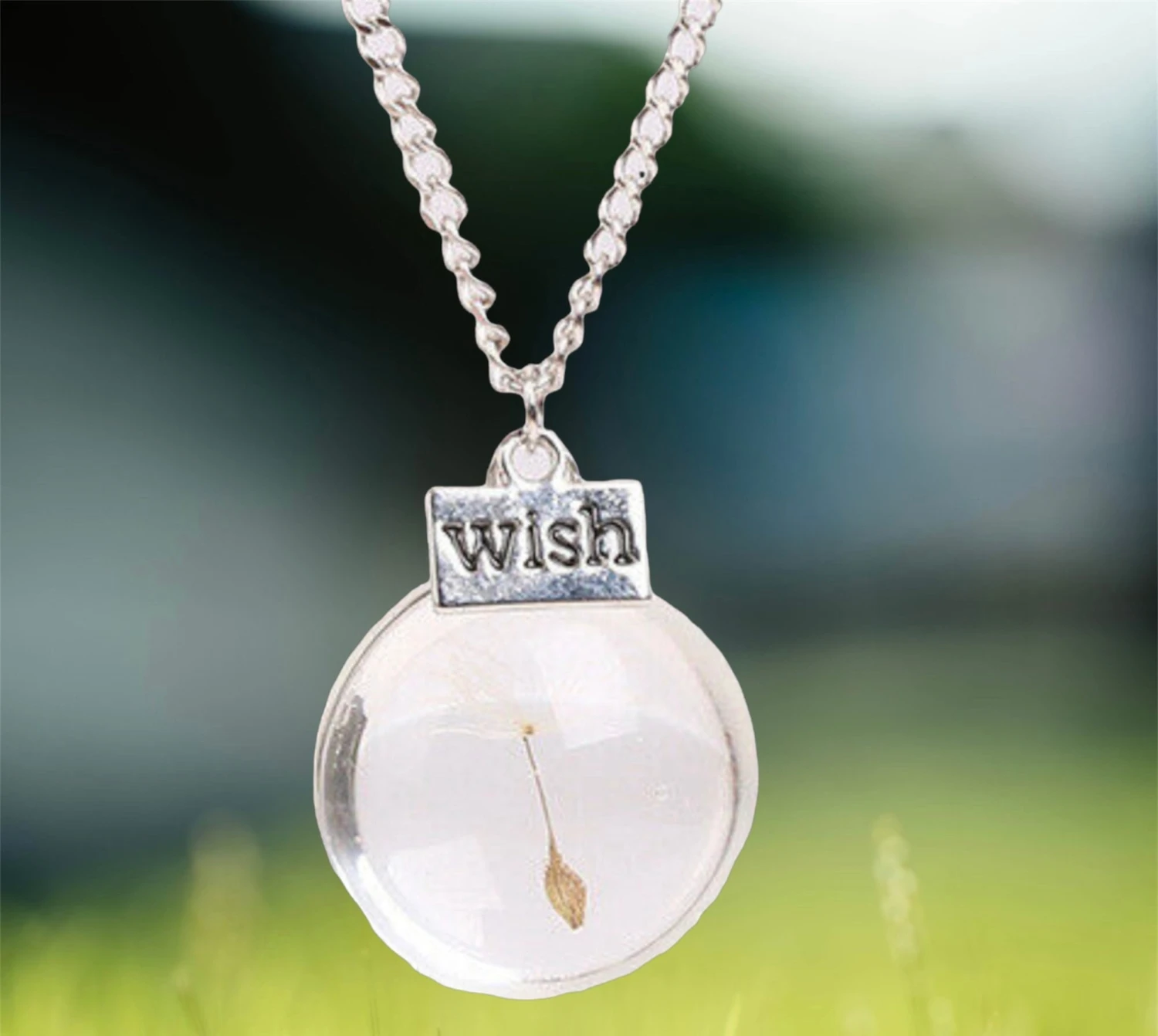 Real Dandelion Necklace, Make A Wish, Blown Glass Bead, Christmas Gift, Inspirational Jewellery 3 Real Dandelion Necklace, Make A Wish, Blown Glass Bead, Christmas Gift, Inspirational Jewellery