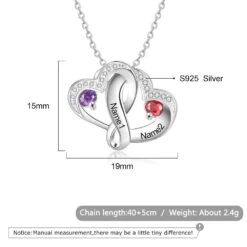 Intertwining Heart Necklace With Birthstones, Personalised 925 Sterling Silver Heart Pendants With Chain, Mother's Day Gift, Christmas 11 Intertwining Heart Necklace With Birthstones, Personalised 925 Sterling Silver Heart Pendants With Chain, Mother's Day Gift, Christmas -Jewellery Paradise il fullxfull.4005972336 b7ay