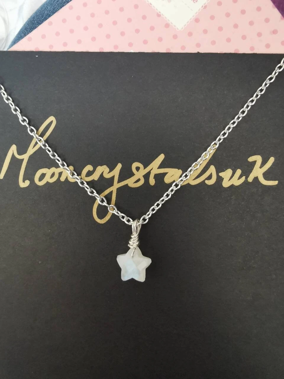 Rainbow Moonstone Daintysilver Necklace, Small Starpretty Necklace Moonstone Choker, Minimilist. Christmas Gift For Her. Birthday. Uk 8 Rainbow Moonstone Daintysilver Necklace, Small Starpretty Necklace Moonstone Choker, Minimilist. Christmas Gift For Her. Birthday. Uk - Image 6