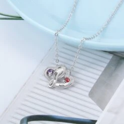 Intertwining Heart Necklace With Birthstones, Personalised 925 Sterling Silver Heart Pendants With Chain, Mother's Day Gift, Christmas 8 Intertwining Heart Necklace With Birthstones, Personalised 925 Sterling Silver Heart Pendants With Chain, Mother's Day Gift, Christmas -Jewellery Paradise il fullxfull.4053618615 or51
