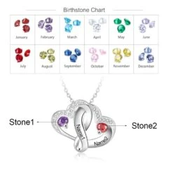 Intertwining Heart Necklace With Birthstones, Personalised 925 Sterling Silver Heart Pendants With Chain, Mother's Day Gift, Christmas 10 Intertwining Heart Necklace With Birthstones, Personalised 925 Sterling Silver Heart Pendants With Chain, Mother's Day Gift, Christmas -Jewellery Paradise il fullxfull.4053618759 m7f7