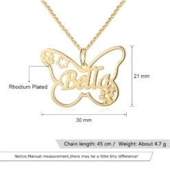Butterfly Name Necklace, Gold Plated On 925 Silver - Making A Very Impressive Beautiful Christmas, Birthday, Wedding Gift -Jewellery Paradise il fullxfull.4057893186 a3k4