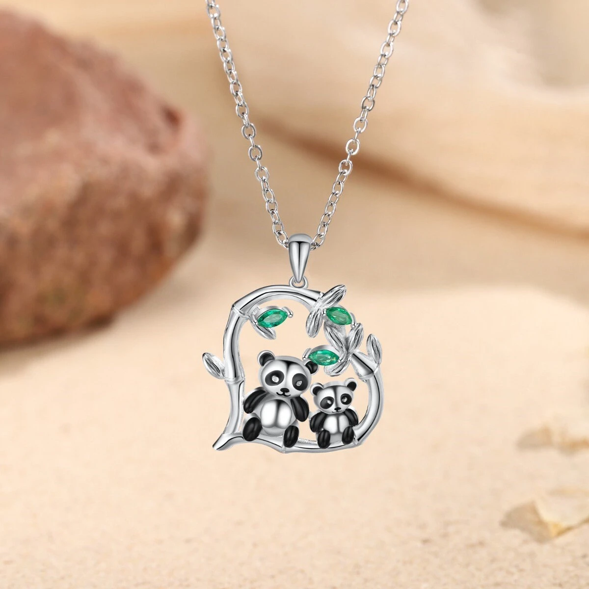 Double Panda Heart Shape Necklace. White Gold Plated- Making A Very Impressive Beautiful Christmas, Birthday, Wedding Gift 7 Double Panda Heart Shape Necklace. White Gold Plated- Making A Very Impressive Beautiful Christmas, Birthday, Wedding Gift - Image 5