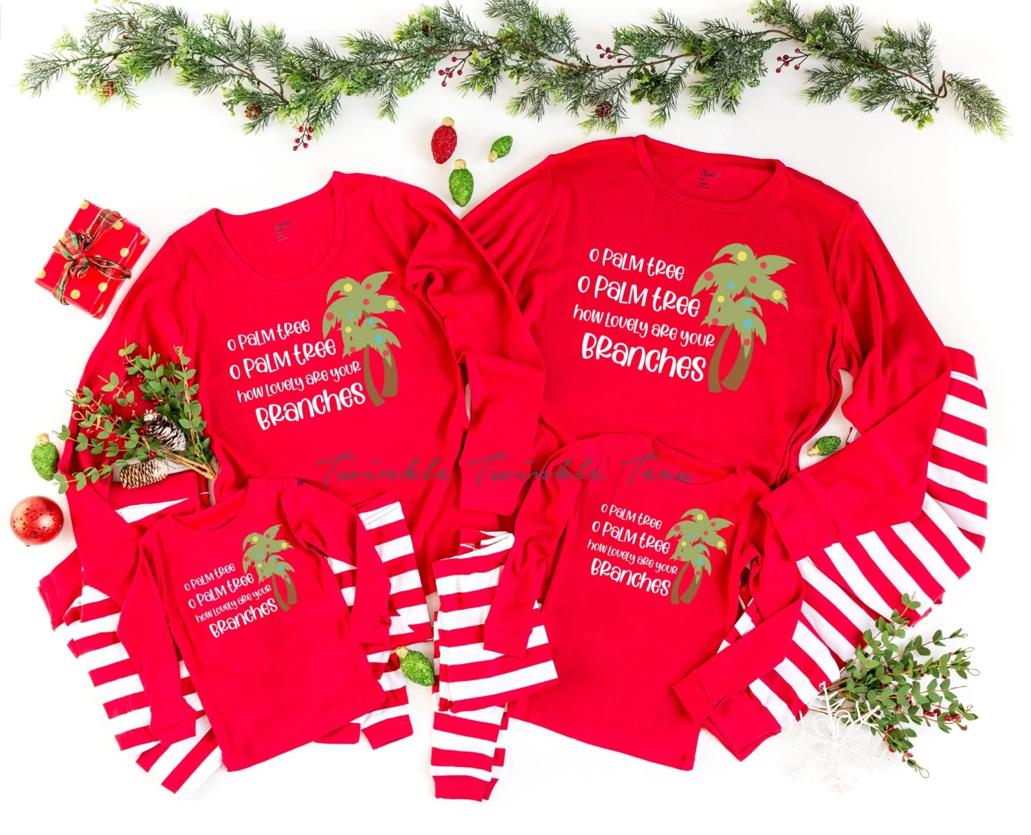 O Palm Tree How Lovely Are Your Branches Red Top Striped Christmas Pajamas - Beach Christmas - Nautical Christmas - Coastal Christmas 3 O Palm Tree How Lovely Are Your Branches Red Top Striped Christmas Pajamas - Beach Christmas - Nautical Christmas - Coastal Christmas