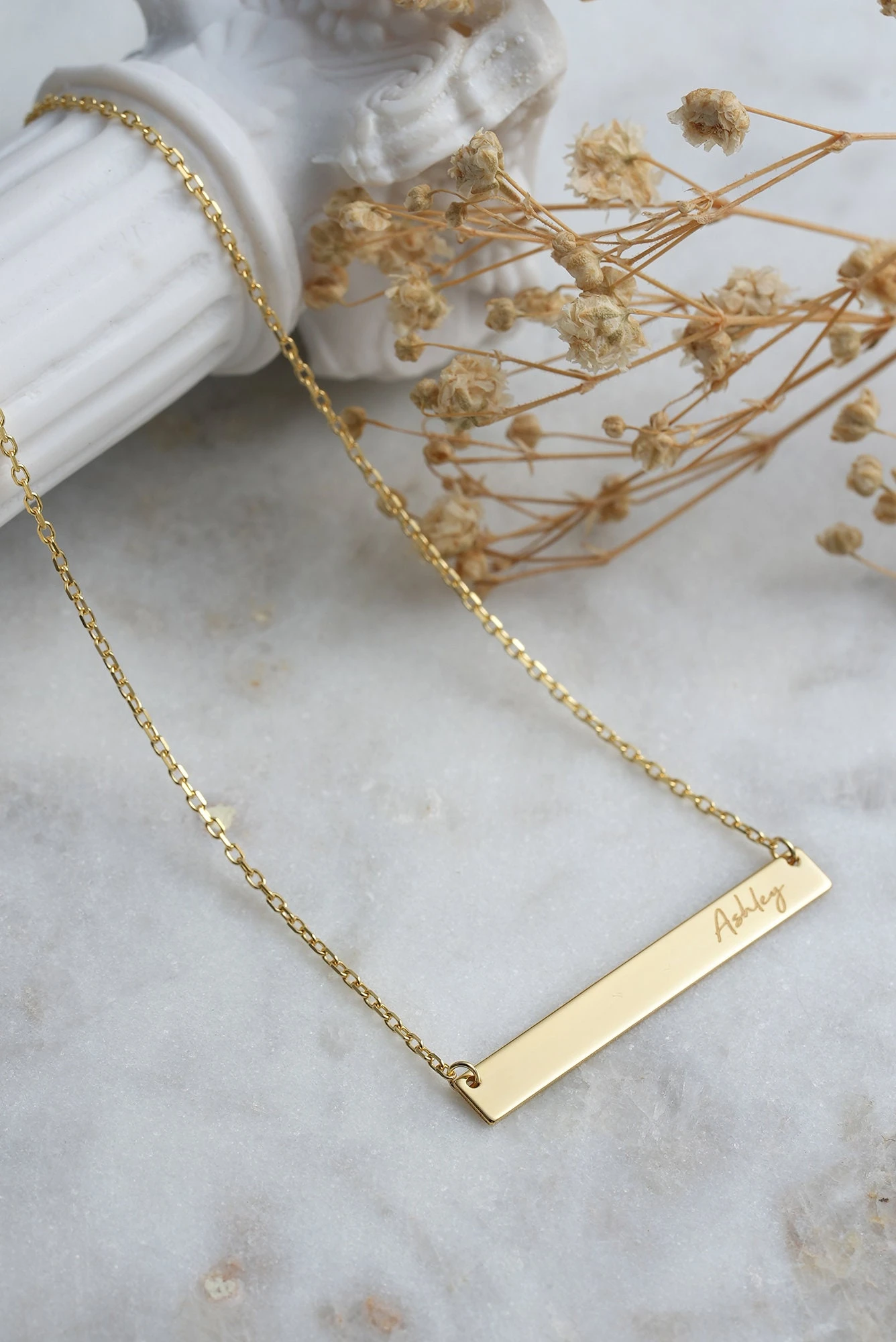 14k Solid Gold Personalized Minimalist Bar Name Necklace •Handwriting Name Necklace • Gift For Her • Birthday Gift • Christmas Gift 5 14k Solid Gold Personalized Minimalist Bar Name Necklace •Handwriting Name Necklace • Gift For Her • Birthday Gift • Christmas Gift - Image 3