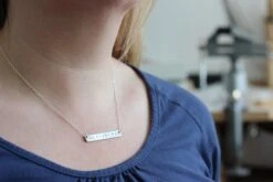 Silver Personalised Name Necklace, Handmade Personalised Bar Pendant, Copper Anniversary Gift, Christmas Gift For Her, Stocking Filler