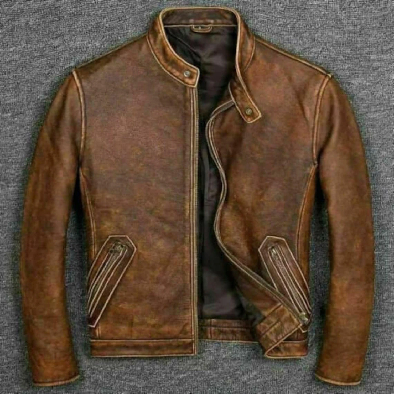 Leather Jacket Men Mens Coat Biker Jacket Brown Hand Made Real Leather Vintage Style Jacket For Men Anniversary Gifts For Men Christmas Gift 3 Leather Jacket Men Mens Coat Biker Jacket Brown Hand Made Real Leather Vintage Style Jacket For Men Anniversary Gifts For Men Christmas Gift