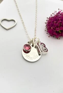Special Birthday 13th Gift Personalised Name Birthstone Necklace Jewellery Personalised Birthday Present Christmas Friend Daughter Niece